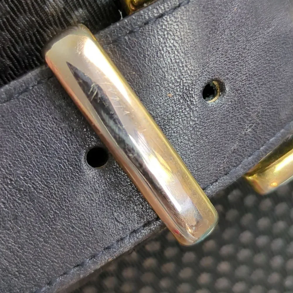 Vintage Compagnie Internationale Express Leather Belt With Gold Accents